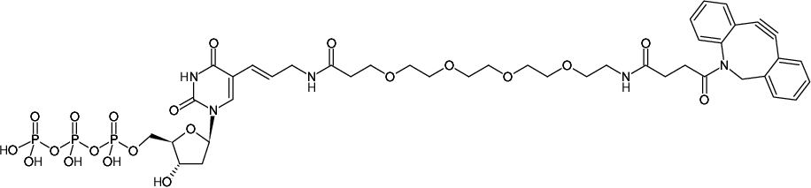 Structural formula of 5-DBCO-PEG4-dUTP (5-Dibenzylcyclooctyl-PEG4-uridine-5'-triphosphate, Triethylammonium salt)