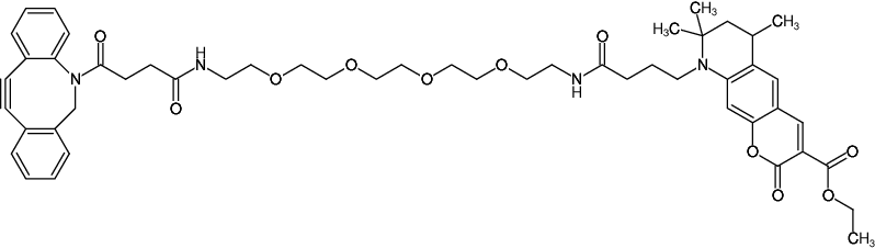 Structural formula of DBCO-PEG4-ATTO-425 (Abs/Em = 436/484 nm)
