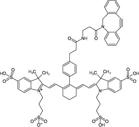 Structural formula of DBCO-Cy7 (Abs/Em = 753/775 nm, Triethylammonium salt)