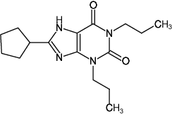 Structural formula of 8-Cyclopentyl-1,3-dipropyl-xanthine (DPCPX, 1,3-Dipropyl(8-cyclopentyl)xanthine)