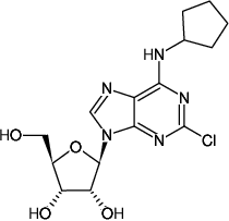Structural formula of 2-Chloro-N6-cyclopentyl-adenosine (CCPA, 2-Chloro-N-cyclopentyl-adenosine)