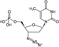 Structural formula of AzTMP (Zidovudine monophosphate, Sodium Salt, 3'-Azido-2',3'-dideoxythymidine-5'-monophosphate, Sodium salt)