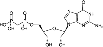 Structural formula of GpCp ((GMPCP), Guanosine-5'-[(α,β)-methyleno]diphosphate, Sodium salt)