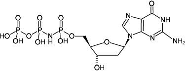 Structural formula of dGpNHpp ((dGMPNPP), 2'-Deoxyguanosine-5'-[(α,β)-imido]triphosphate, Sodium salt)