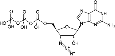 Structural formula of 3'-Azido-3'-dGTP (3'-Azido-3'-deoxyguanosine-5'-triphosphate, Sodium salt)